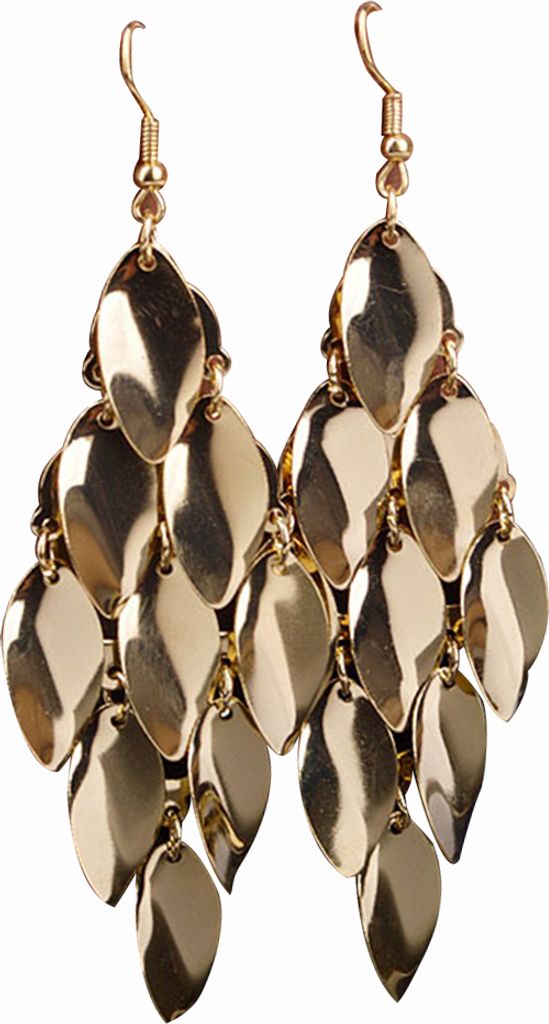 Mode Frauen Waterdrop Scheiben Charms Lange Baumeln Eardrop Ohrringe Schmuck Geschenk-Golden