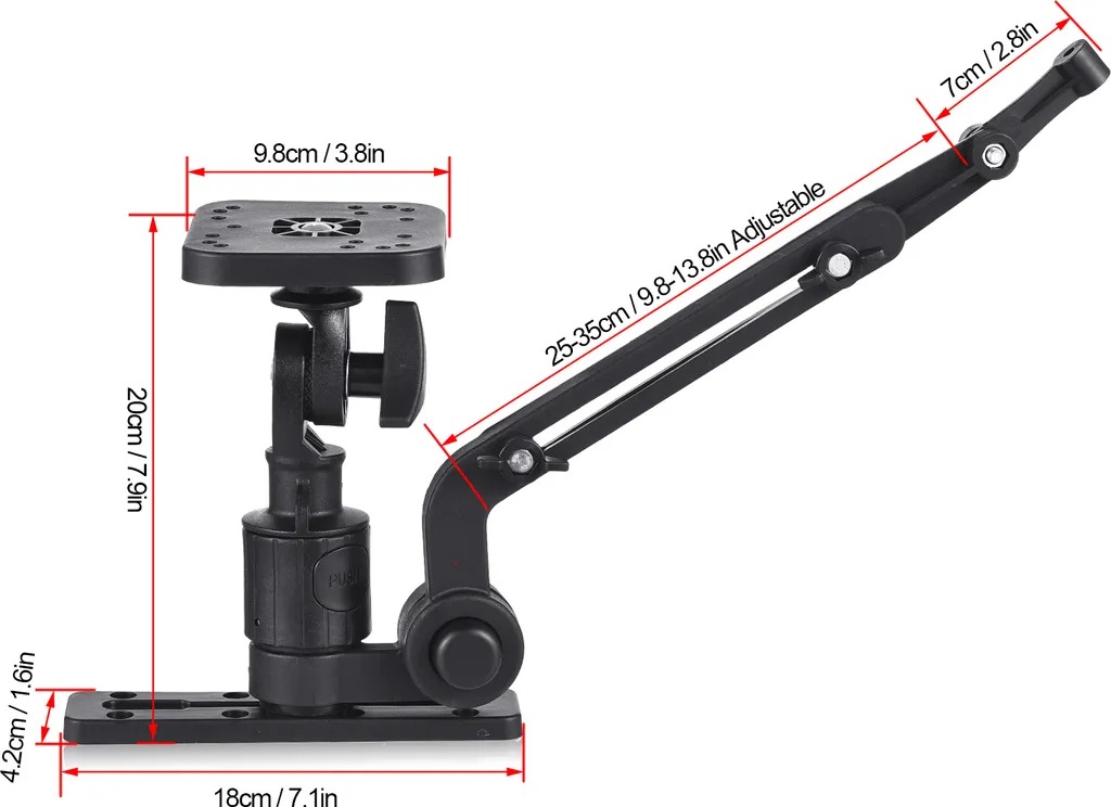 Bras de Montage Transducteur pour Kayak et Support de Sondeur Flexible