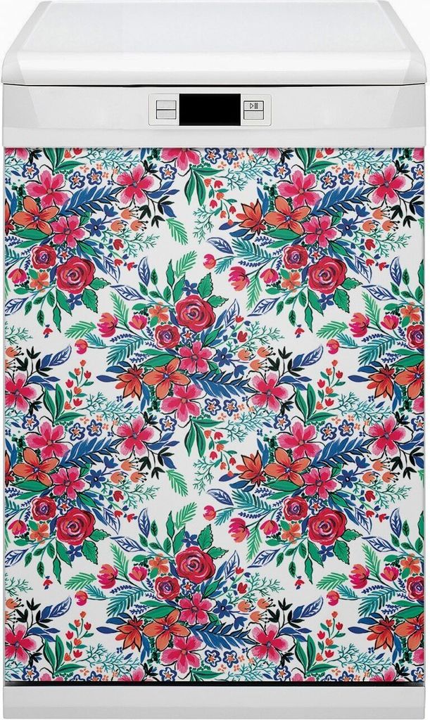 Abwaschbar 45x80 cm Geschirrspüle Magnetmatte Küche Dekorative - Farbenfrohe Blumen