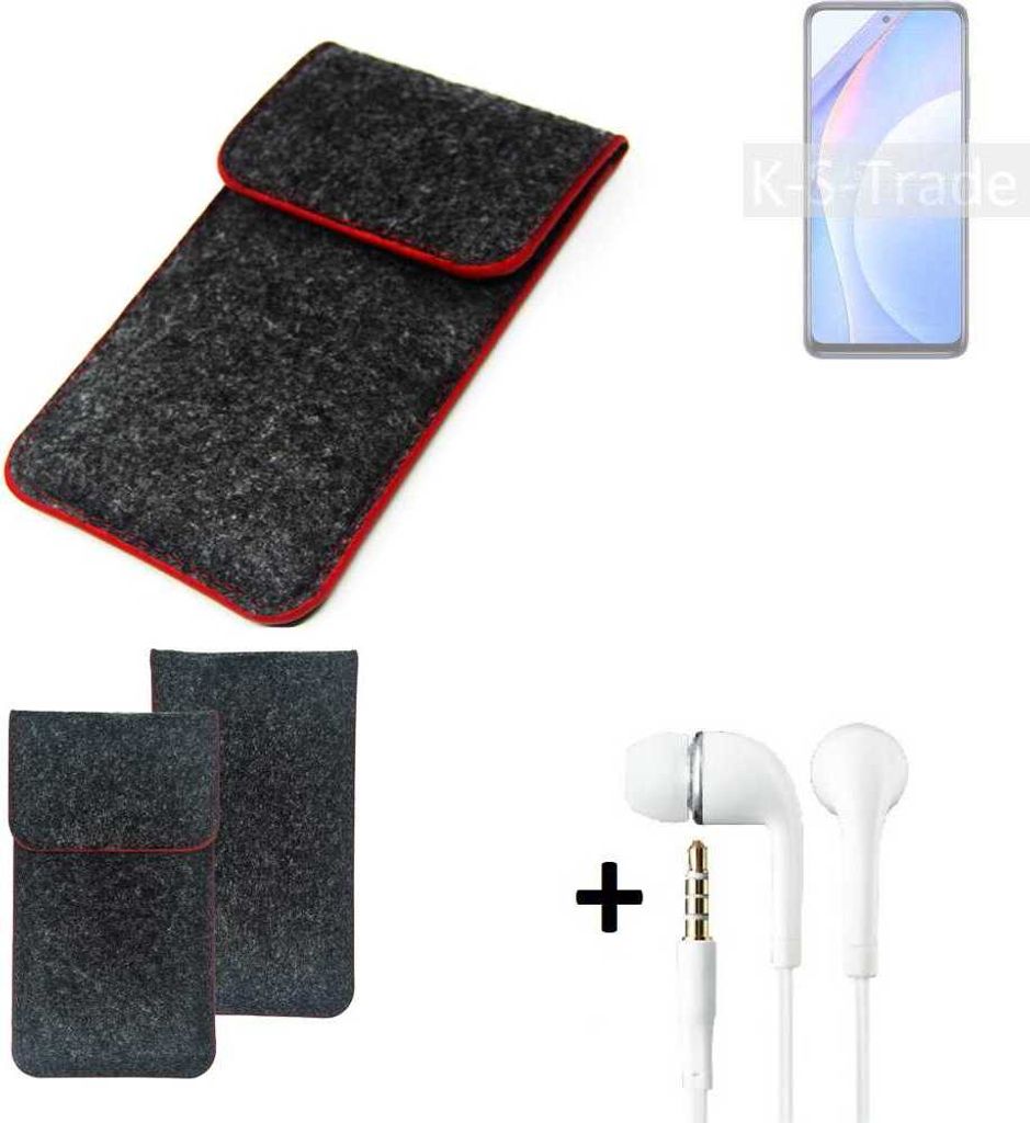 K-S-Trade Handy Schutz Hülle kompatibel mit Xiaomi Mi 10T Lite Schutzhülle Handyhülle Filztasche Pouch Tasche Case Sleeve Filzhülle dunkelgrau