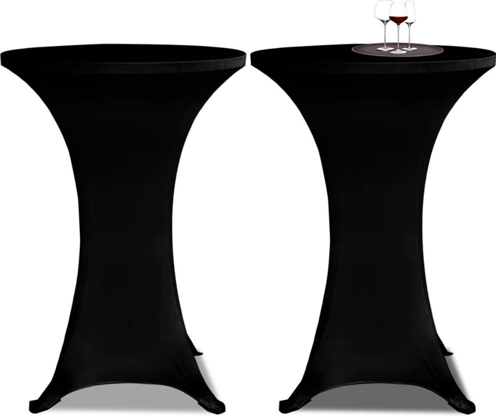 2 x Tischhusse für Stehtisch Stretchhusse Ø70 cm schwarz