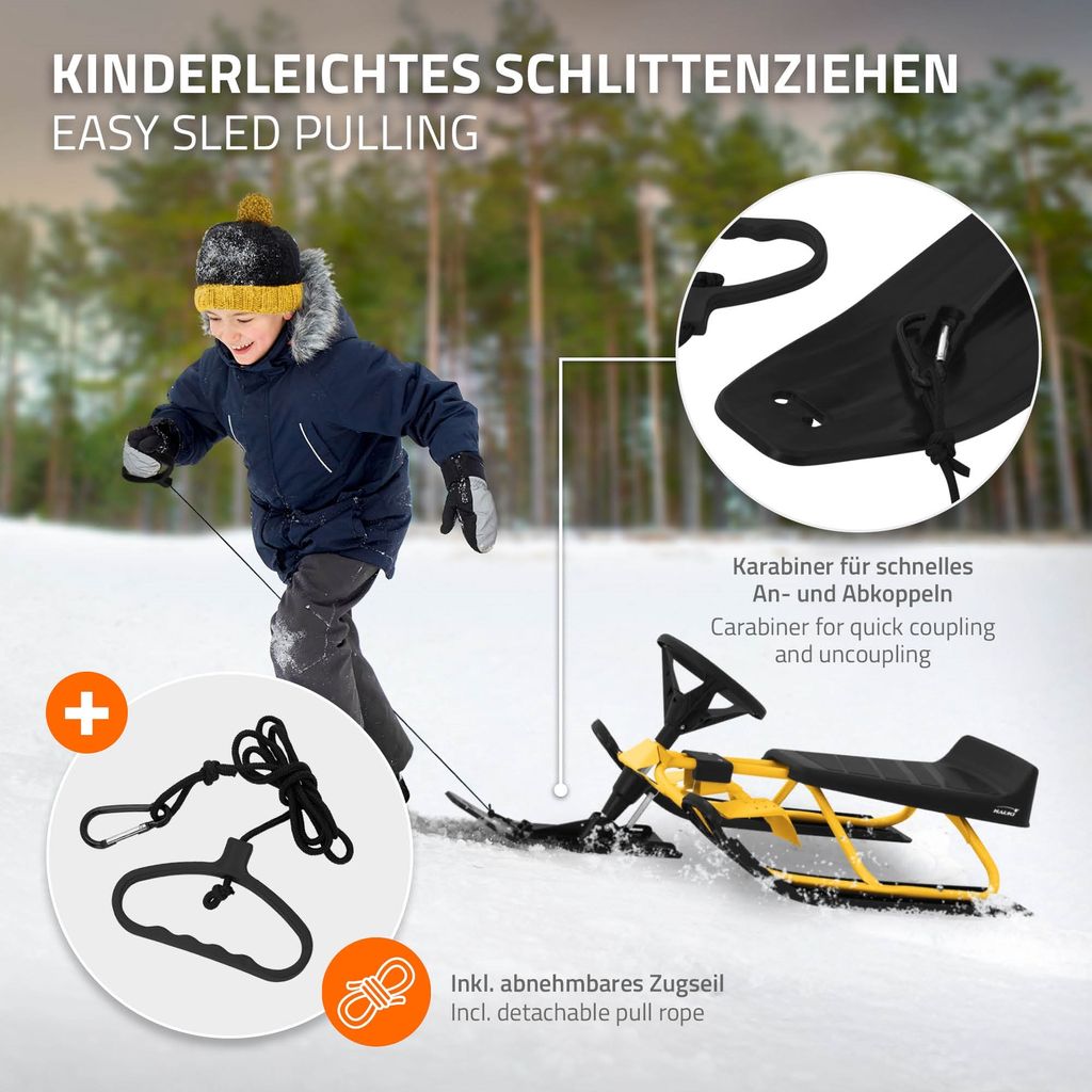 ECD Germany Lenkschlitten Gelb für Kinder ab 5 Jahre, bis Produktbild 5