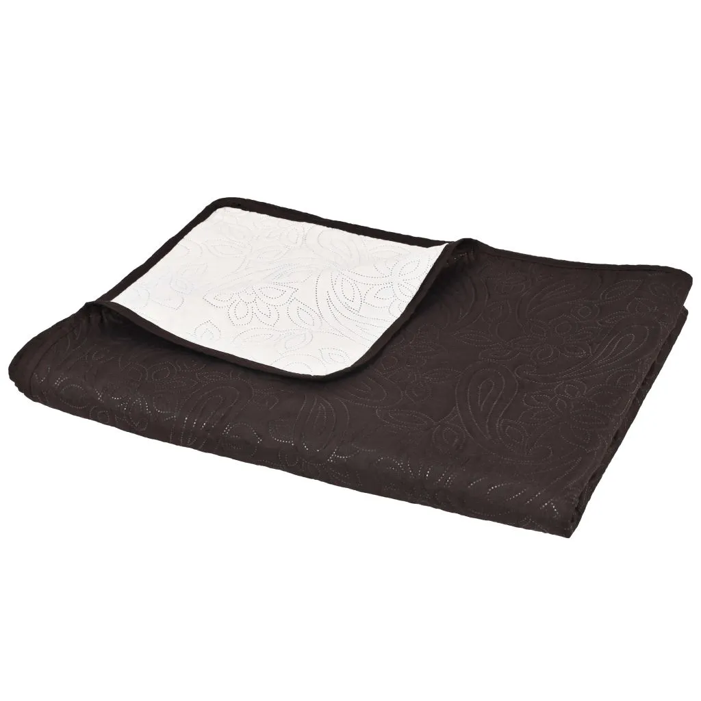 Couvre-lit 230x260 pour lit double matelassé réversible crème marron