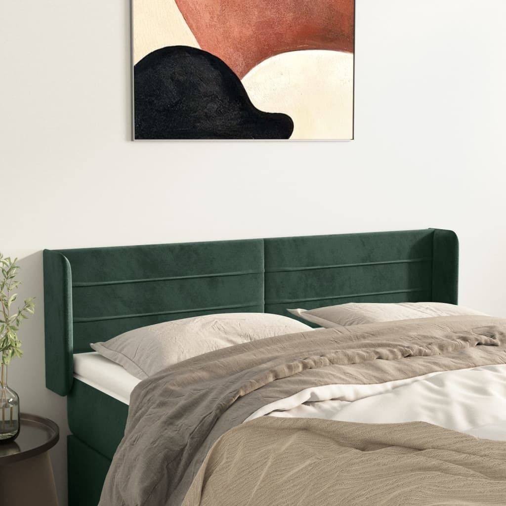 Cloris Designermöbel Kopfteil mit Ohren Dunkelgrün 147x16x78/88 cm Samt 2024 Neu
