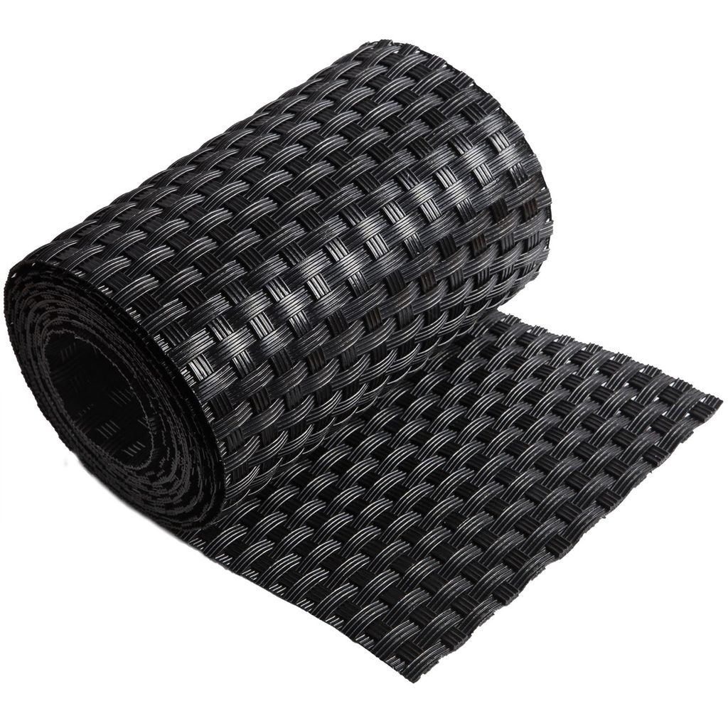 ECI Poly-Rattan Sichtschutzstreifen für Doppelstabzaun 19 | 255cm Schwarz RD04 1 Rolle