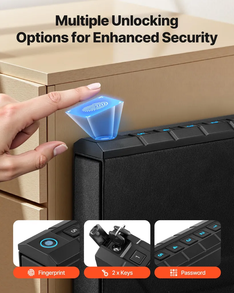 Coffre-fort pistolet avec éclairage LED et ouverture à code électronique - 2
