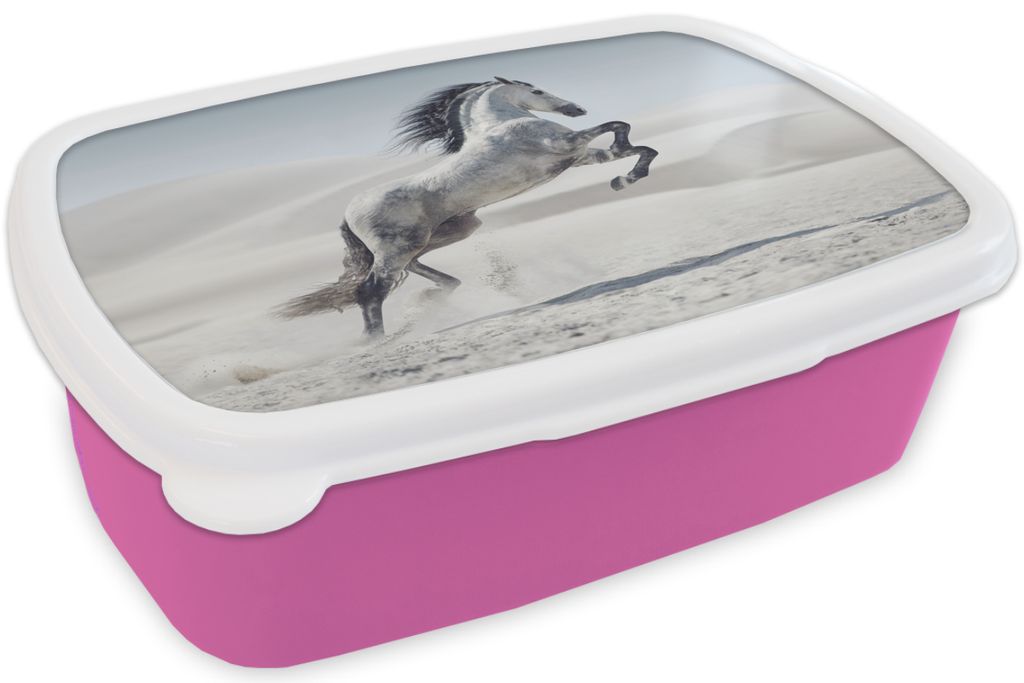 KitchenYeah Lunchbox Brotzeit Brotdose 17x11 cm Pferd - Tiere - Sand - Natur Kinder Brotzeitdose - Lunchpaket - Brotkasten - Sandwich Box