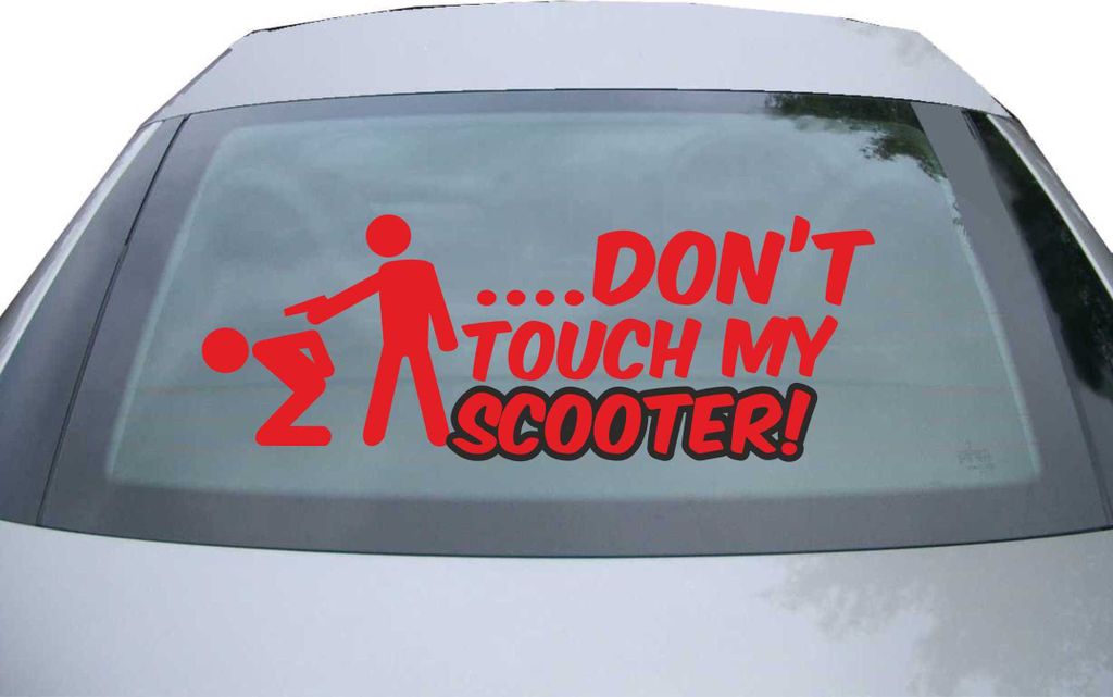 Indigos UG - Aufkleber Heckscheibe & Motorklappe DE6997 - rot - 600x220 mm - Dont touch Scooter - Auto Scheiben Fenster Heckklappe Tuning Racing JD...