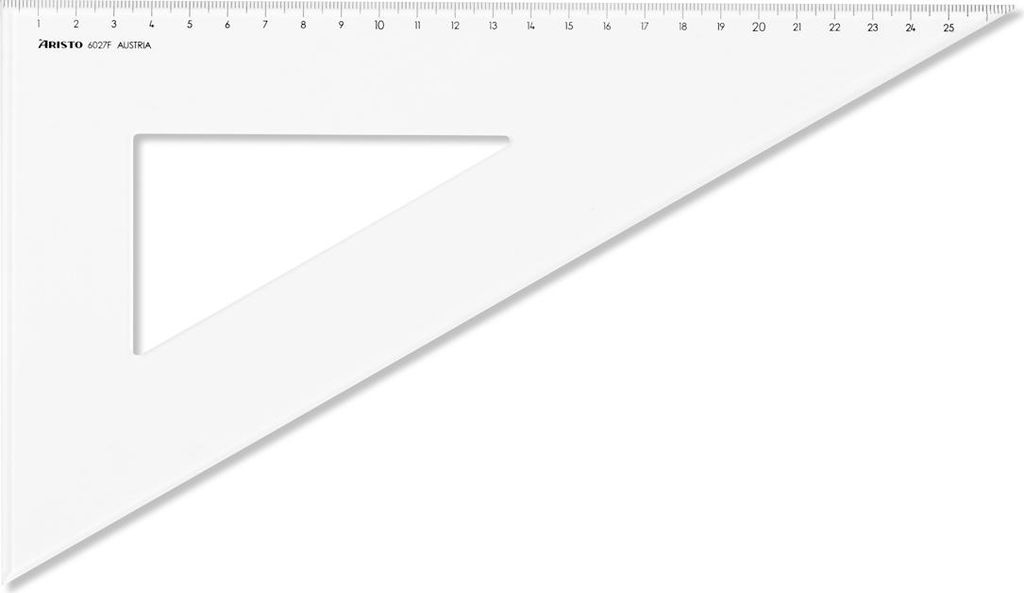 Aristo Dreieck klares Plexiglas 60 Grad, 26,9 cm, mm-Teilung, mit Facette, Hypotenuse von 31,1 cm