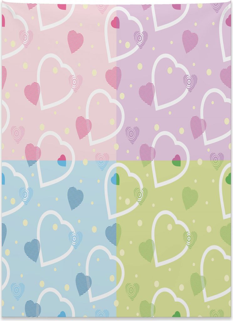 Abakuhaus Valentine Wandteppich, Herz Punkte bunt aus Weiches Mikrofaser Stoff Kein Verblassen Klare Farben Waschbar, 110 x 150 cm, Mehrfarbig
