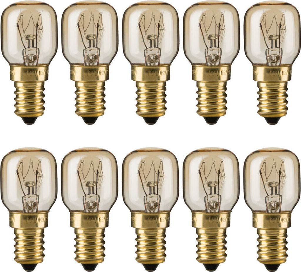10 x Backofenlampe 300° 40W E14 klar Glühbirne Glühlampe 40 Watt oven