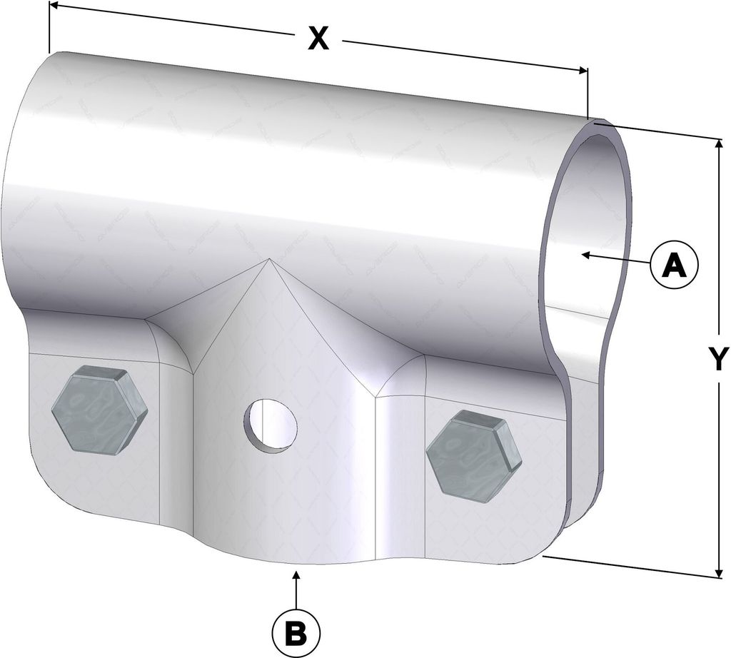 T-Schelle geschlossen, A 2" (60,3 mm) x B 2" (60,3 mm)