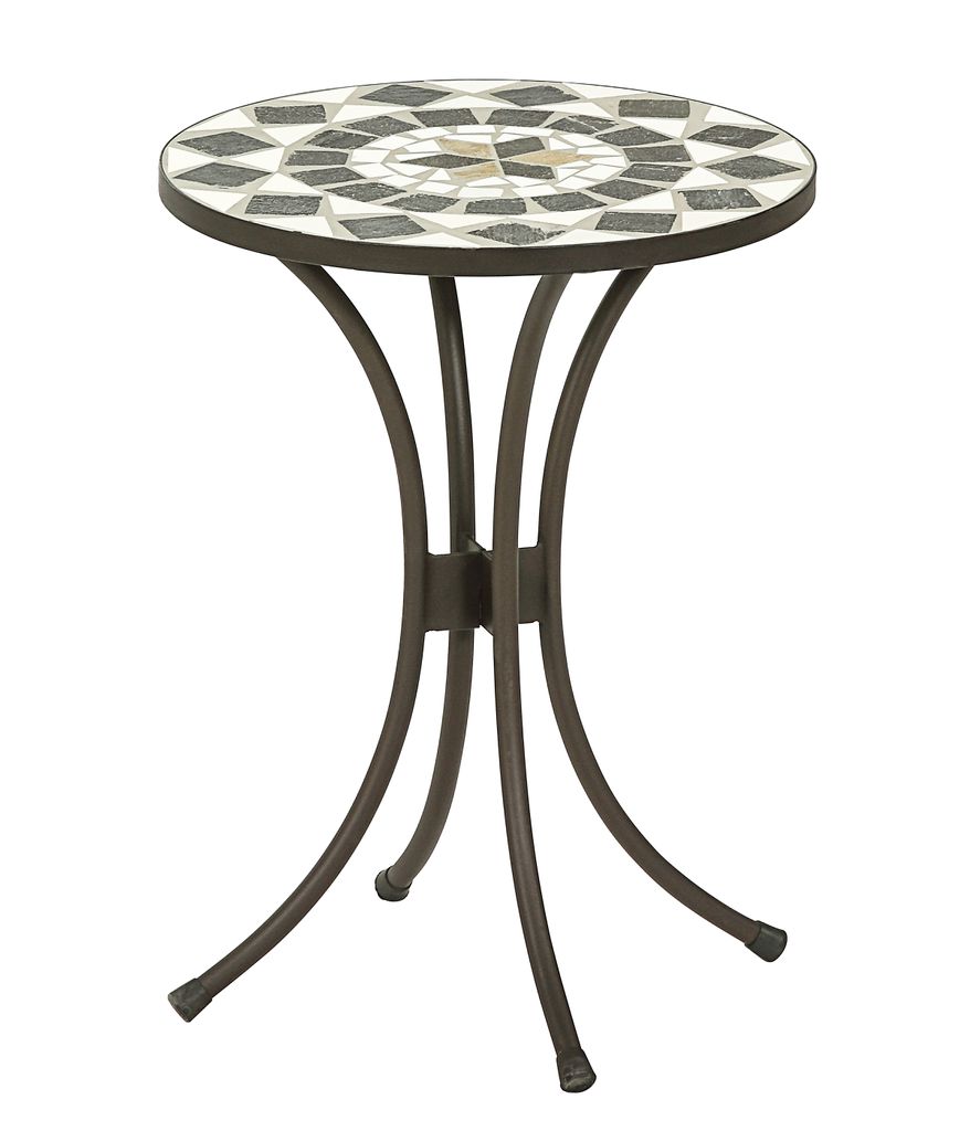 Dehner Mosaik-Blumenhocker Diana, Ø 41 cm, Höhe 50 cn, Stahl/Stein, braun/grau/weiß