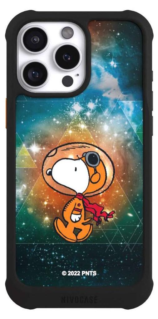 NIVOCASE Hülle für Apple iPhone 16 Pro Max Stoßfeste Handyhülle NIVOmax Case Schwarz Astronaut Offizielles Lizenzprodukt Snoopy