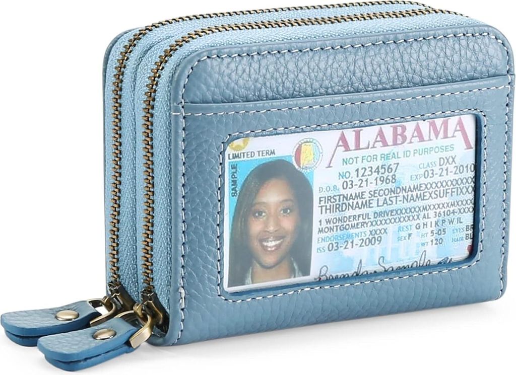 Damen Geldbörse klein aus Echtes Leder, Geldbeutel für Frauen mit RFID-Schutz, Mini Damen Portemonnaie Münzfach Zipper Brieftasche Kartenhalter