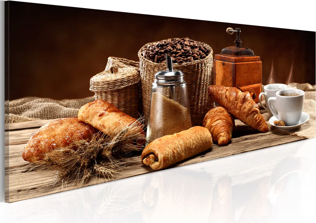 Comment décorer un grand mur de cuisine ? Tableau Toile Café 135x45 cm