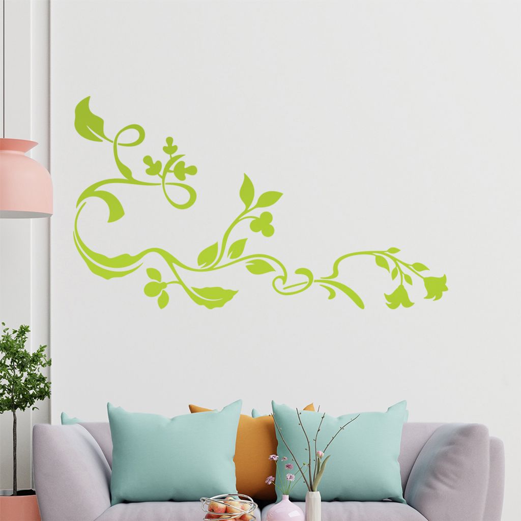 Eckeornament -Blüten - Ornament Wandtattoo in 6 Größen - Wandaufkleber Wall Sticker - Dekoration, Küche, Wohnzimmer, Schlafzimmer, Badezimmer