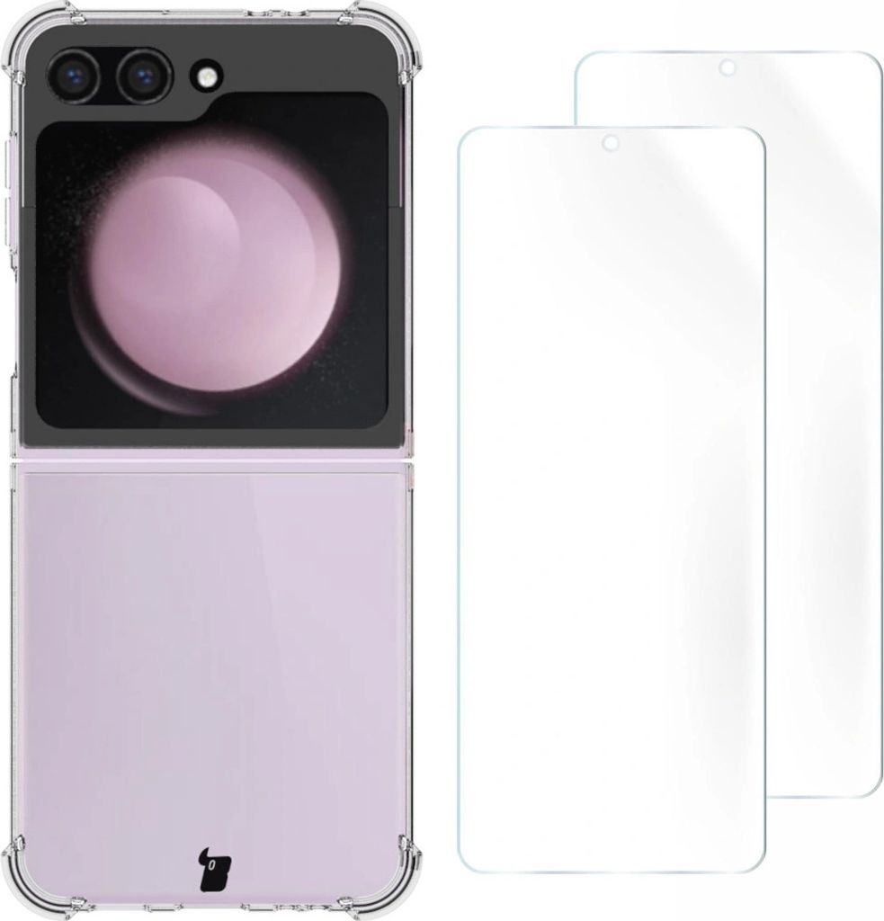 Bizon Case Clear Pack flexibles Gehäuse + 2x Bildschirmfolie Samsung Galaxy Z Flip6 klar