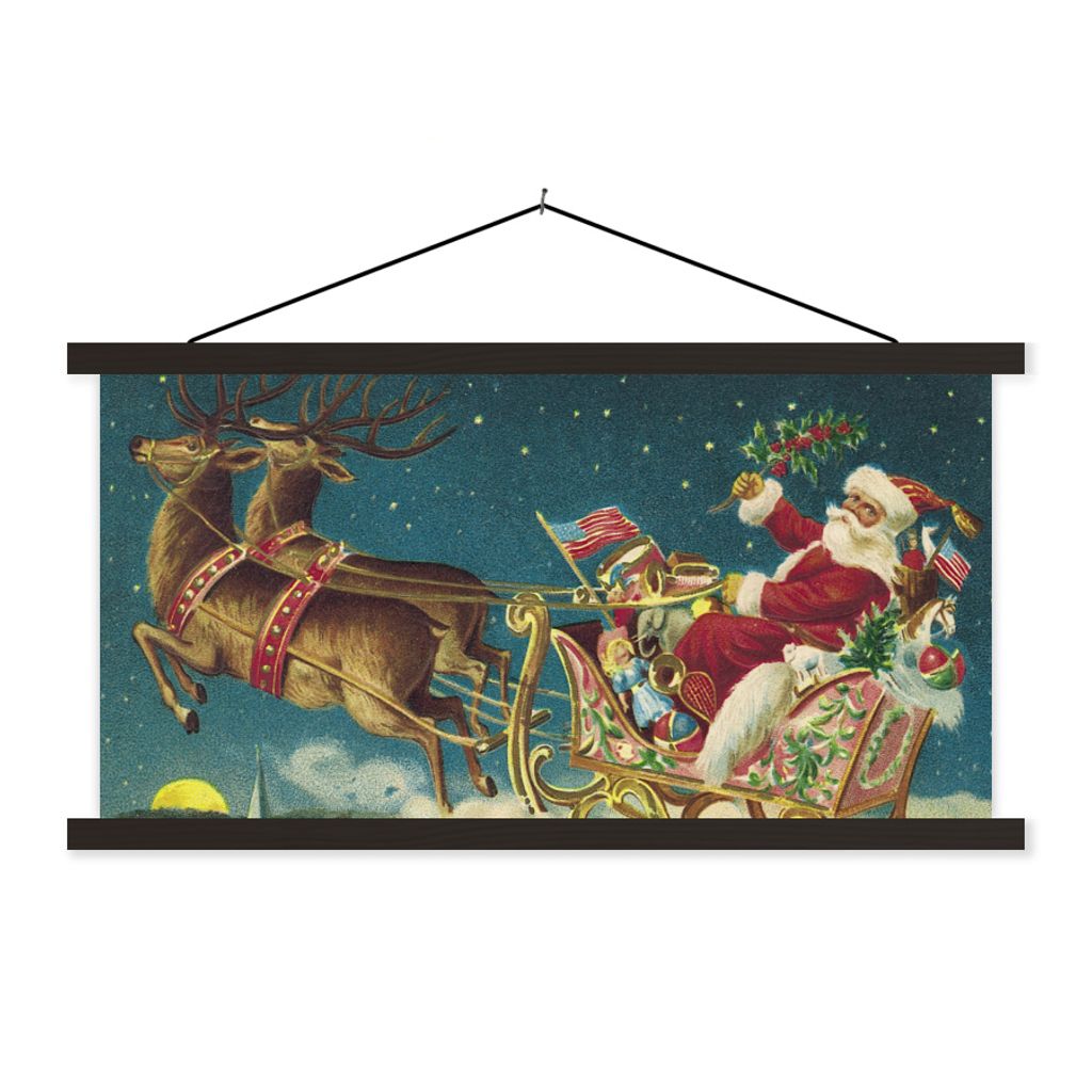 MuchoWow Textilposter Weihnachten - Winter - Vintage 120x60 cm mit schwarzem Rahmen - Dekoration Schlafzimmer
