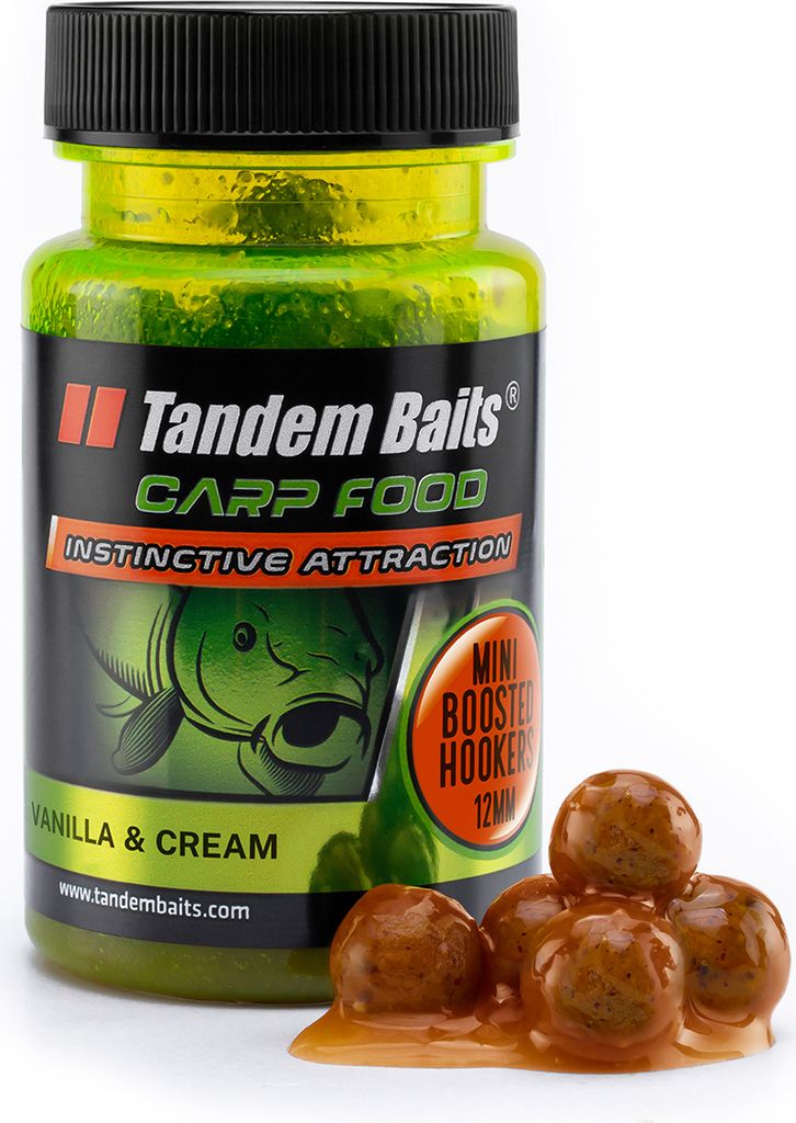 Tandem Baits Carp Food Mini Boosted Hookers Vanille & Sahne, Karpfenfutter, Karpfen Angeln ohne Mühe, Köder zum Große-Fische-Angeln, Karpfenzube...