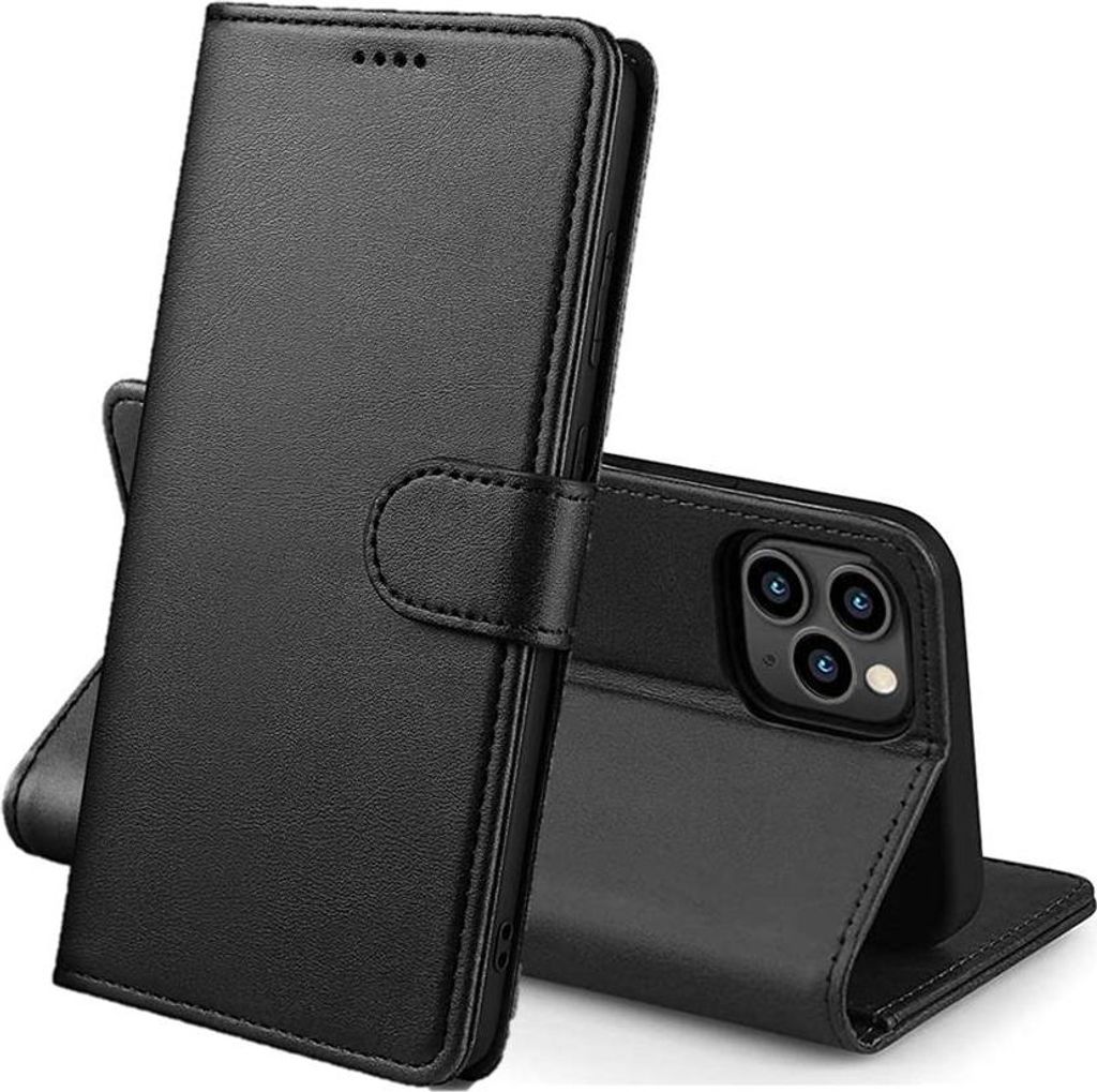Hülle für iPhone 13 PRO MAX (6,7") - Schwarze Brieftasche Klappe Magnetisiert Aufbewahrung Karten Handyhülle Phonillico
