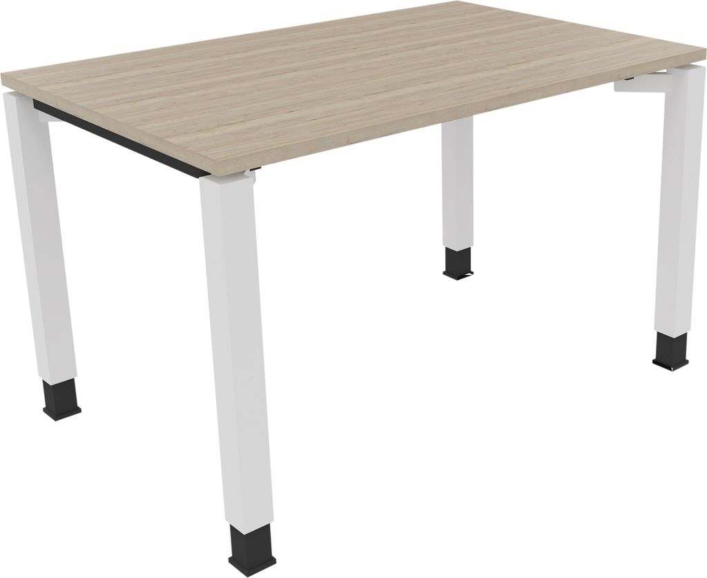 Schreibtisch Vierfuß Quadratrohr B1200xT800xH680-820 ws/Eiche Natur