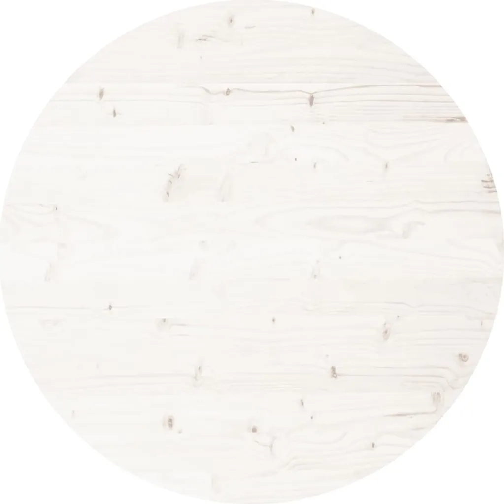 SYFAX™ Piano Tavolo Rotondo Bianco Ø80x3 cm in Legno Massello di Pino