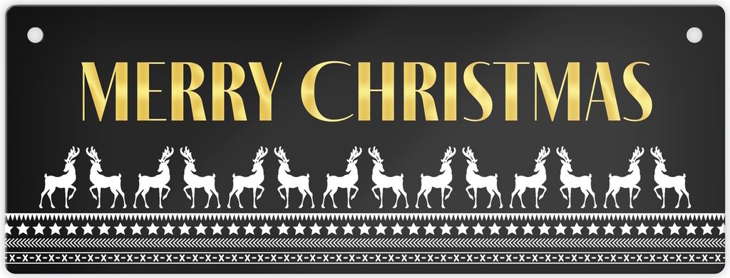 Merry Christmas Metallschild mit edlem Weihnachtsmuster Motiv Weihnachten Sterne