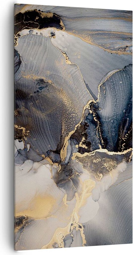 Bild auf Leinwand - Leinwandbild - Einteilig - Dunkel Abstraktion Gold - 65x120cm - Wand Bild - Wanddeko - Wandbilder - Leinwanddruck - Bilder - Wa...