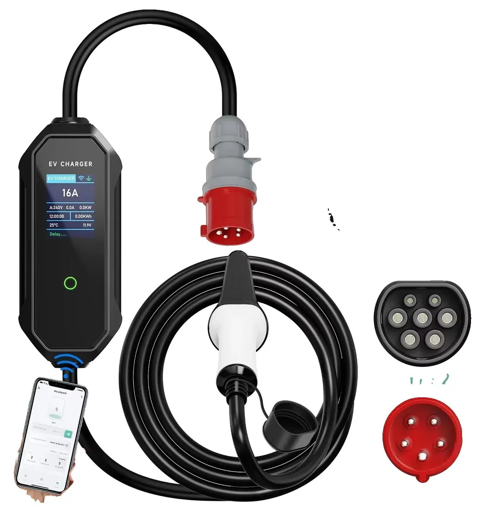 Chargeur Intelligent 11 kW Type 2 Courant Réglable avec Câble 5 Mètres
