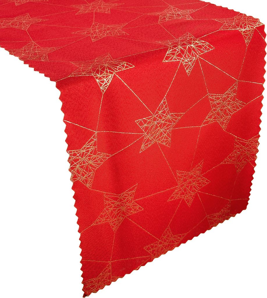 Zweiseitige Fleckenresistente Tischtuchläufer Weihnachten Z-3418 Gold Rot 50x100 cm