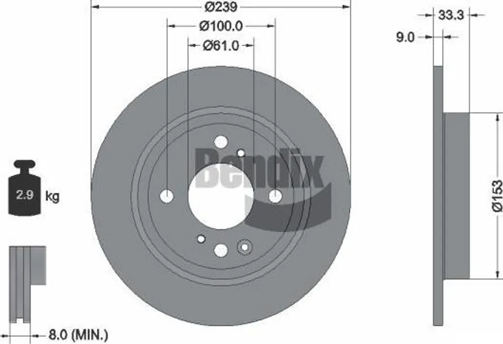 Disque de frein fonte haute teneur BENDIX BDS2282 pour moyeu 42510TZEJ00