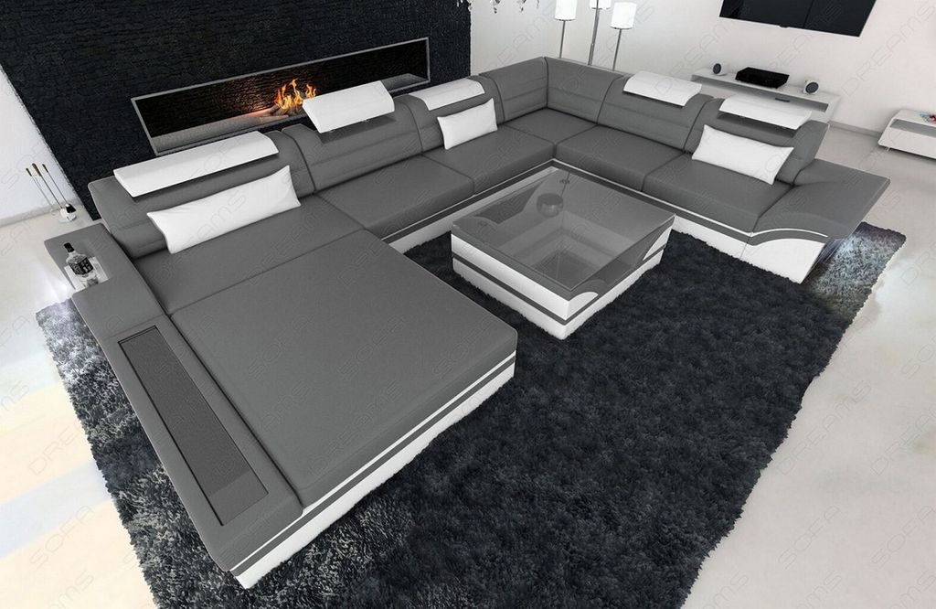 XXL Wohnlandschaft Mezzo Mini Ledersofa Echtleder