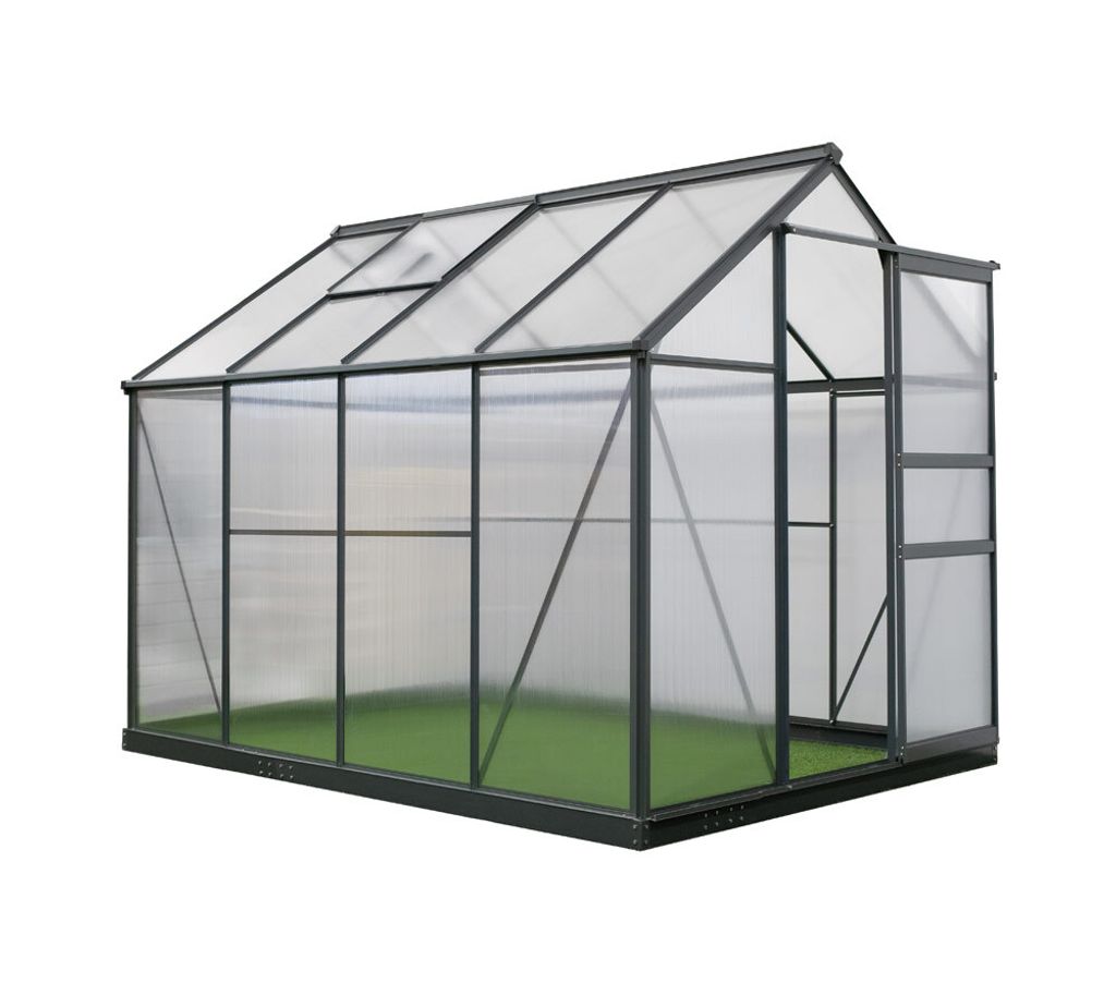 Westmann Aluminium Gewächshaus Flora 68 Anthrazit 252x192x201 cm