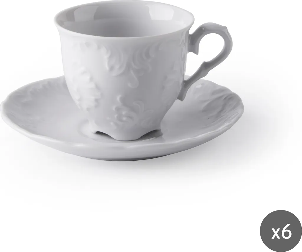 Offerta Set 6 Tazzine Excelsa Elisa Rococo Espresso Porcellana