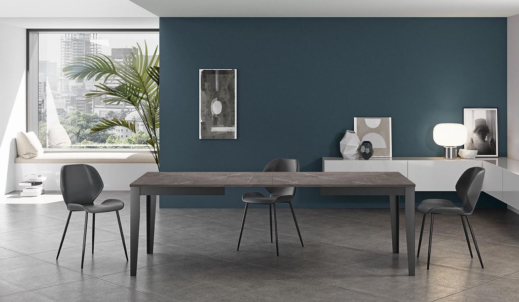 Groß - Ausziehbarer Tisch (156/316 x 90 cm) aus schwarzem Melamin