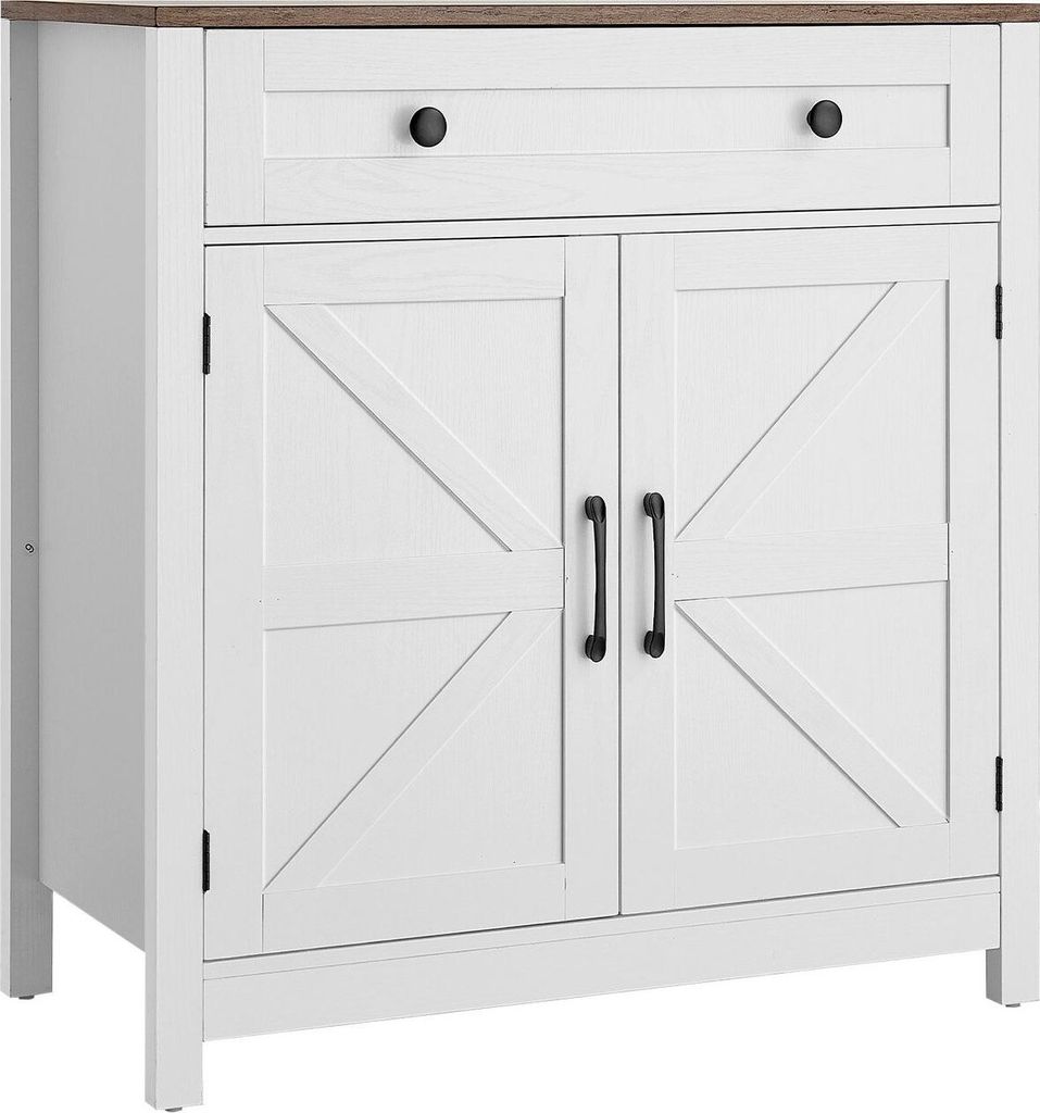 Coffee Bar Cabinet, Farmhouse Coffee Bar Table with Drawer, Buffet Stand Cabinet with 2 Barn Door, Sideboard Buffet Station for Living Room, Entryw...