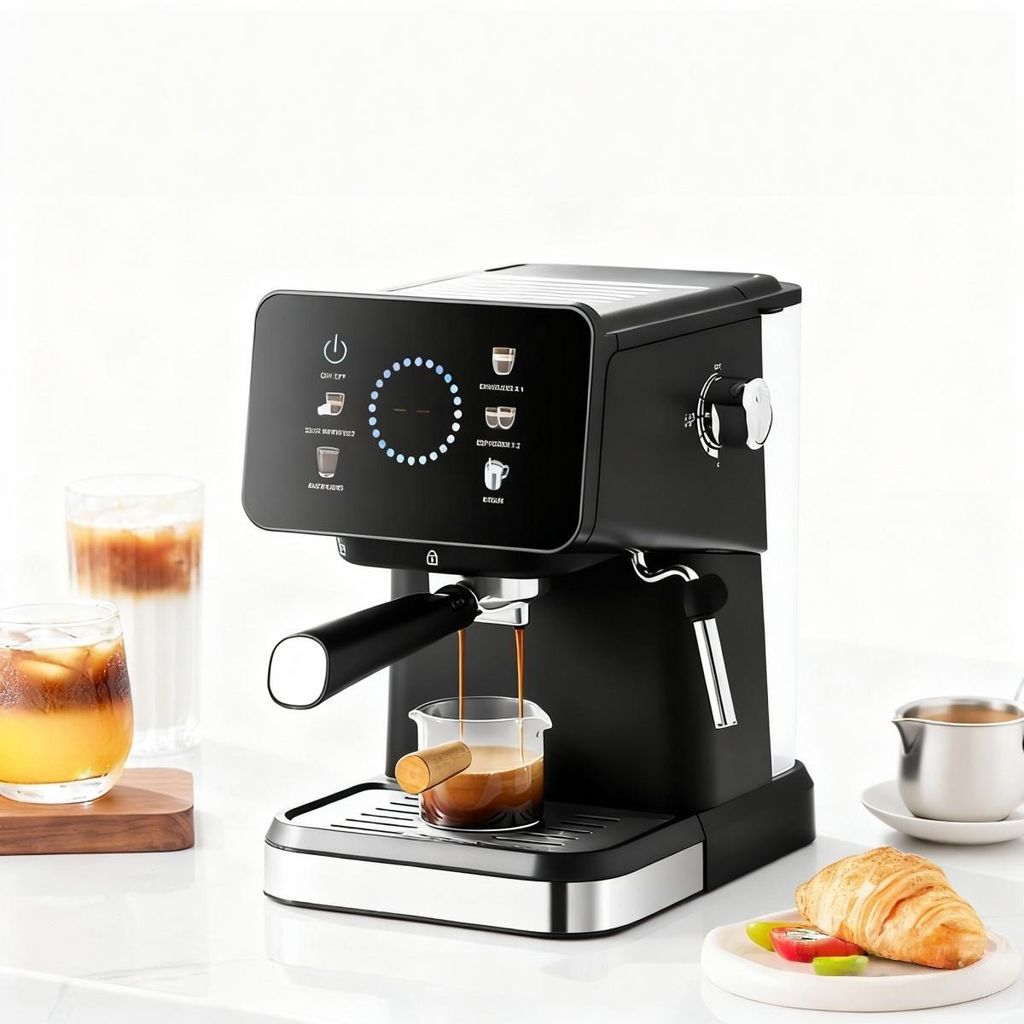 FORSMANO Kaffeemaschine Halbautomatisch, 1050W, 20 Bar, Touchscreen, Heiß- & Kalt-Extraktion, 1,5L Wassertank, Kompakt