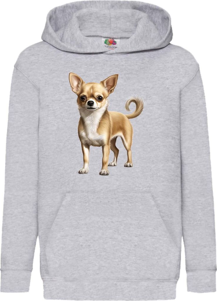 Kinder Kapuzenpullover Dogs Breeds Chihuahua Dog Breed 005, 7-8 Jahr - 128 / Grau