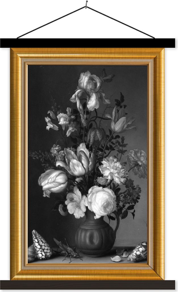 MuchoWow Textilposter Alte Meister - Kunst - Liste - Gold 60x90 cm mit schwarzem Rahmen - Poster Wohnzimmer