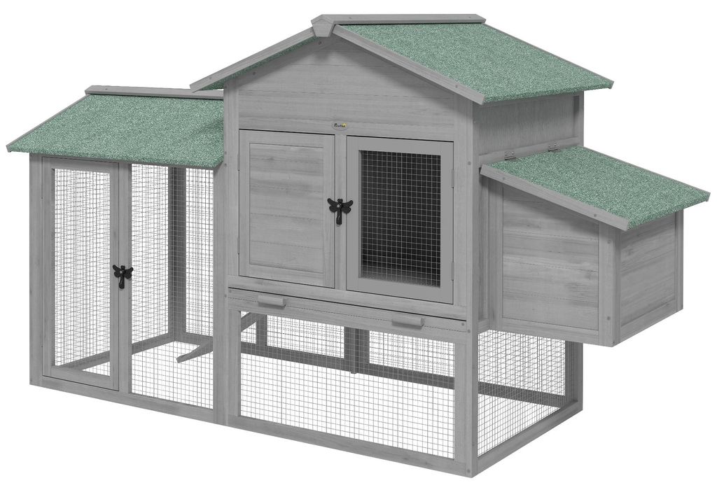 PawHut Kippenhuis, 168x75x103 cm, met ren, legbakken en Productafbeelding 