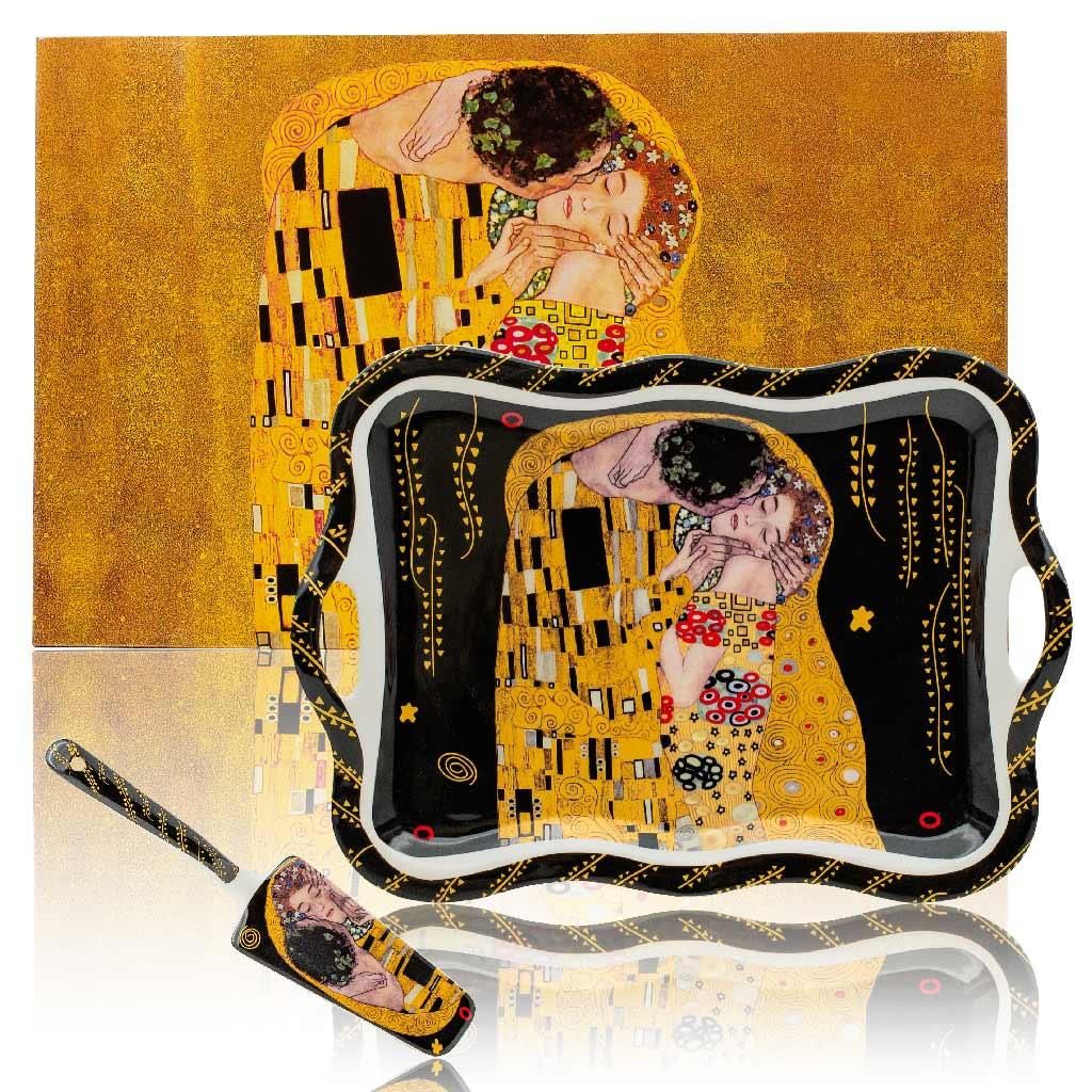HOME ELEMENTS Talerz na ciasto z przyborami 35 cm, Klimt, Zdjęcie produktu 