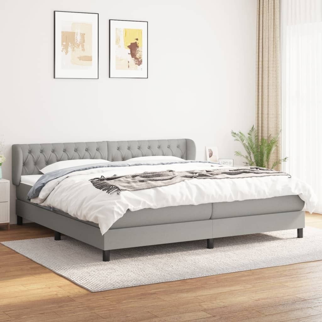 Maison Exclusive - Boxspringbett mit Matratze Hellgrau 200x200 cm Stoff