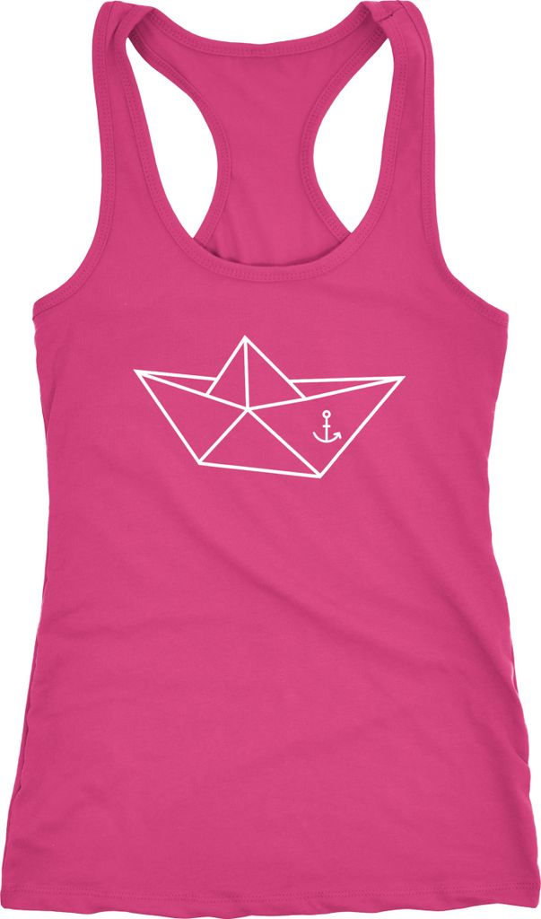 Damen Tanktop Schiffchen Origami Anker Seemann Schiff Racerback Moonworks alt-rosa M
