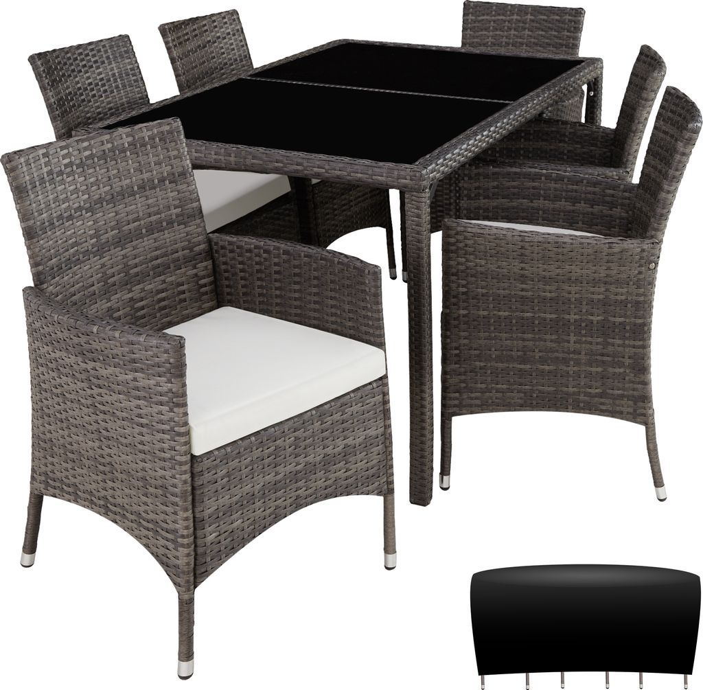 tectake Rattan Sitzgruppe Porto für 6 Personen