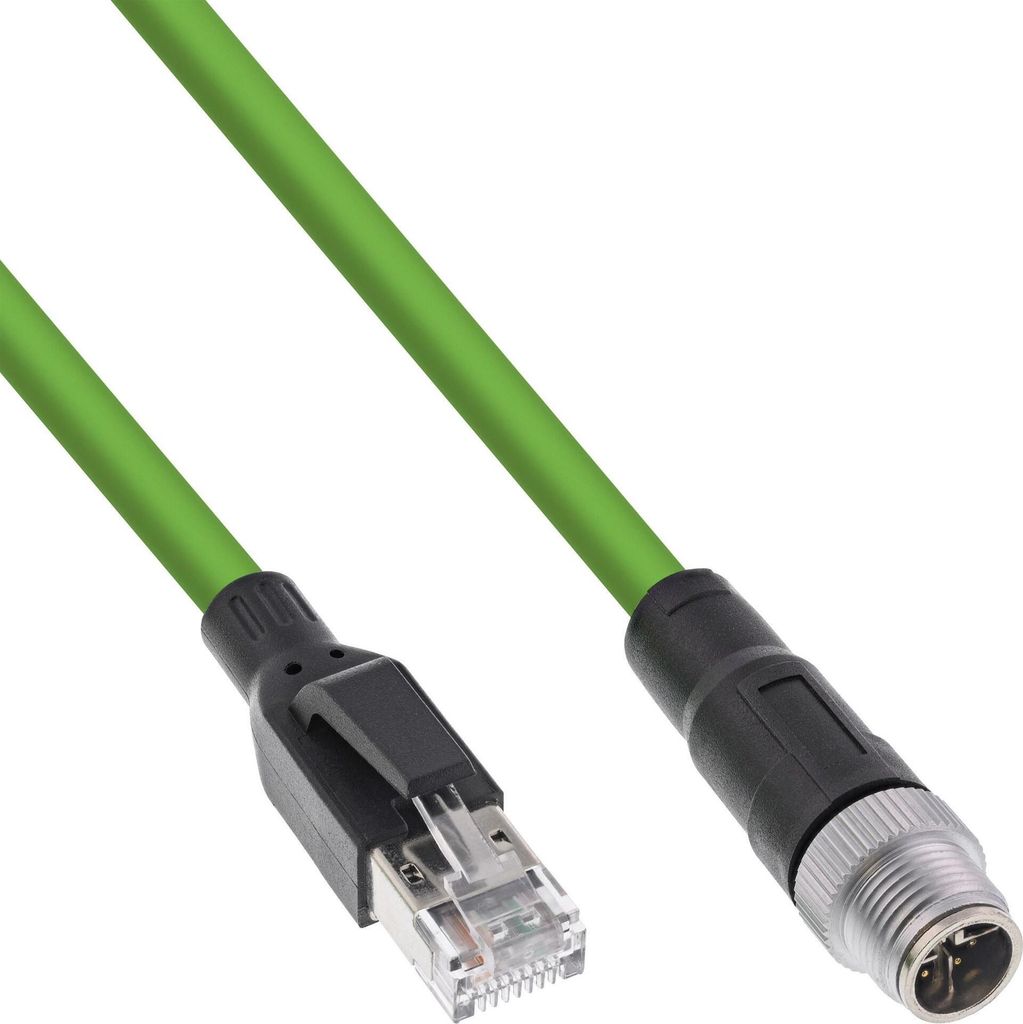 InLine Industrie Netzwerkkabel, M12 8-pin X-kodiert St. zu RJ45 St., Cat.6A 15m