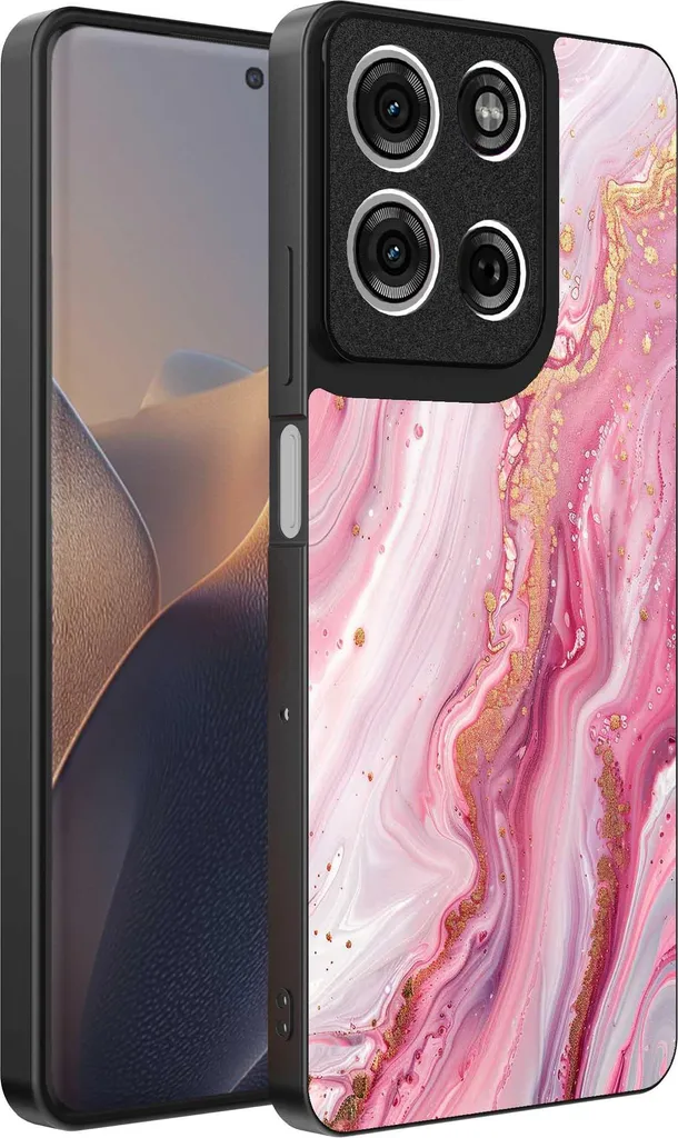 Custodia Motorola Edge 60 Pro Marmo Rosa | Cover TPU Design Elegante
