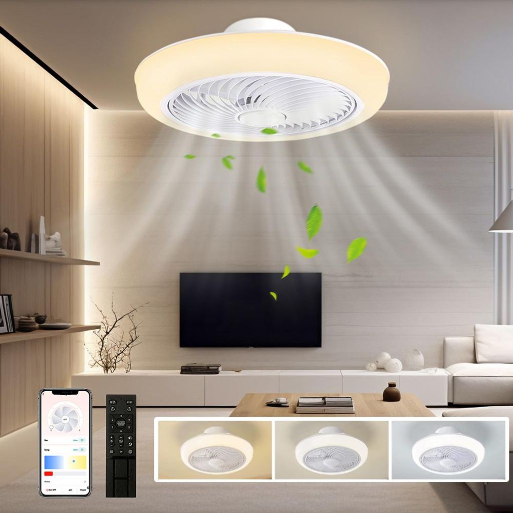Deckenventilator mit Beleuchtung, 36W 46cm APP Steuerung, Produktbild 