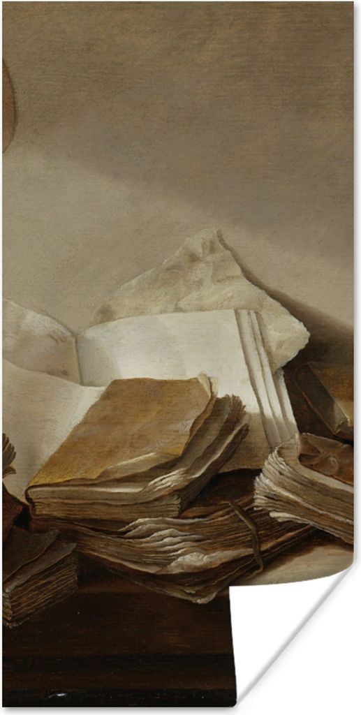 MuchoWow Poster Stilleben mit Büchern - Gemälde von Jan Davidsz. de Heem 20x40 cm - Plakat - Foto