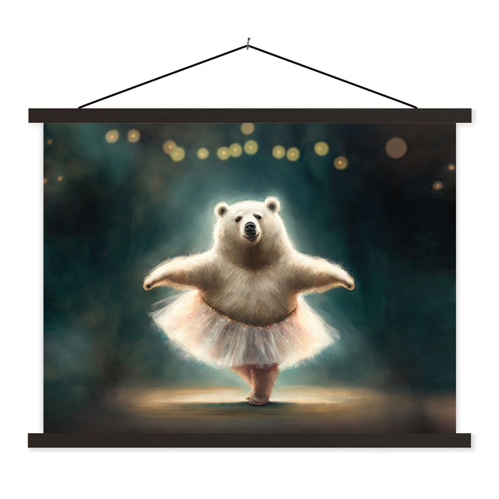 MuchoWow Textilposter Eisbär - Rock - Ballett - Porträt - Tiere - Kinder 40x30 cm mit schwarzem Rahmen - Dekorationen
